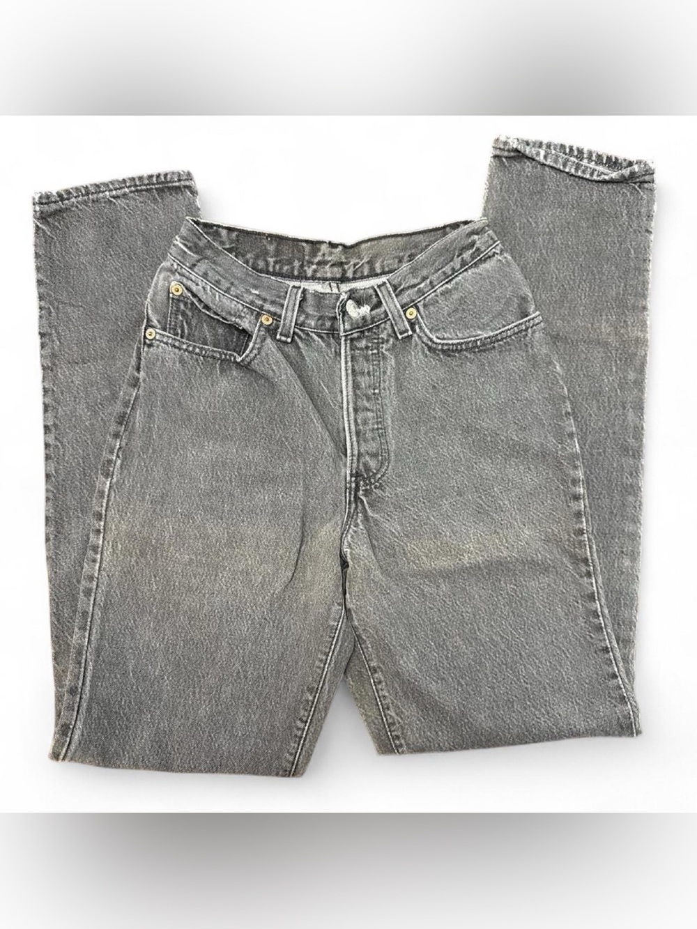 Vintage Levis 501 Black Jeans‎ Made in USA Late 80s Straight Leg Faded Charcoal
